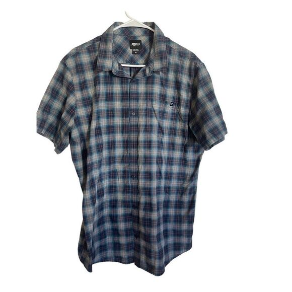 Fox Mens Multi-Color Plaid Short-Sleeve Pointed Collar Button Shirt Extra Large - Picture 1 of 10